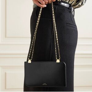 Toteme - black smooth leather, gold chain pouchette